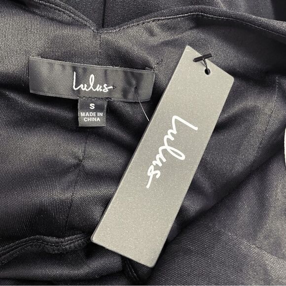 NWT Lulus You're a Gift Black Bow Back Bodycon Midi Sheath Dress Size Small NEW - Picture 9 of 11